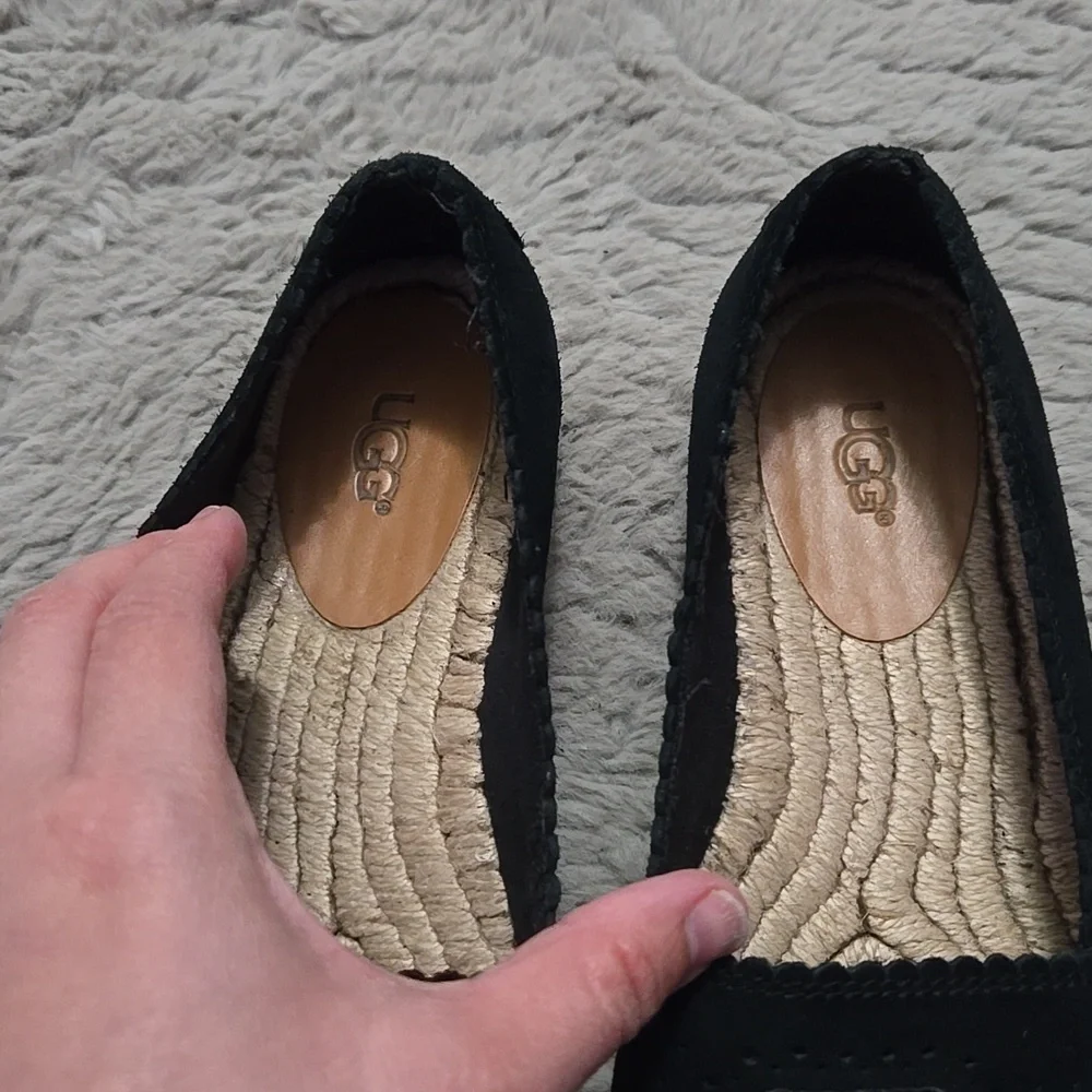 UGG real suede leather black platform espadrilles - size 7.5
